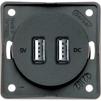 W4 Berker Double USB Charging Point - Anthracite