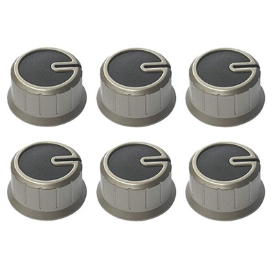Thetford I-Drive Knob Set - Brushed Nickel/Black (6 pack)