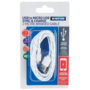 Status Micro USB 2M Braided Charging Cable (6 per box)