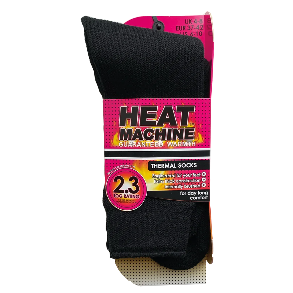 Heat Machine Ladies Tog 2.3 Thermal Socks Size 4-8 - Black - Image 2