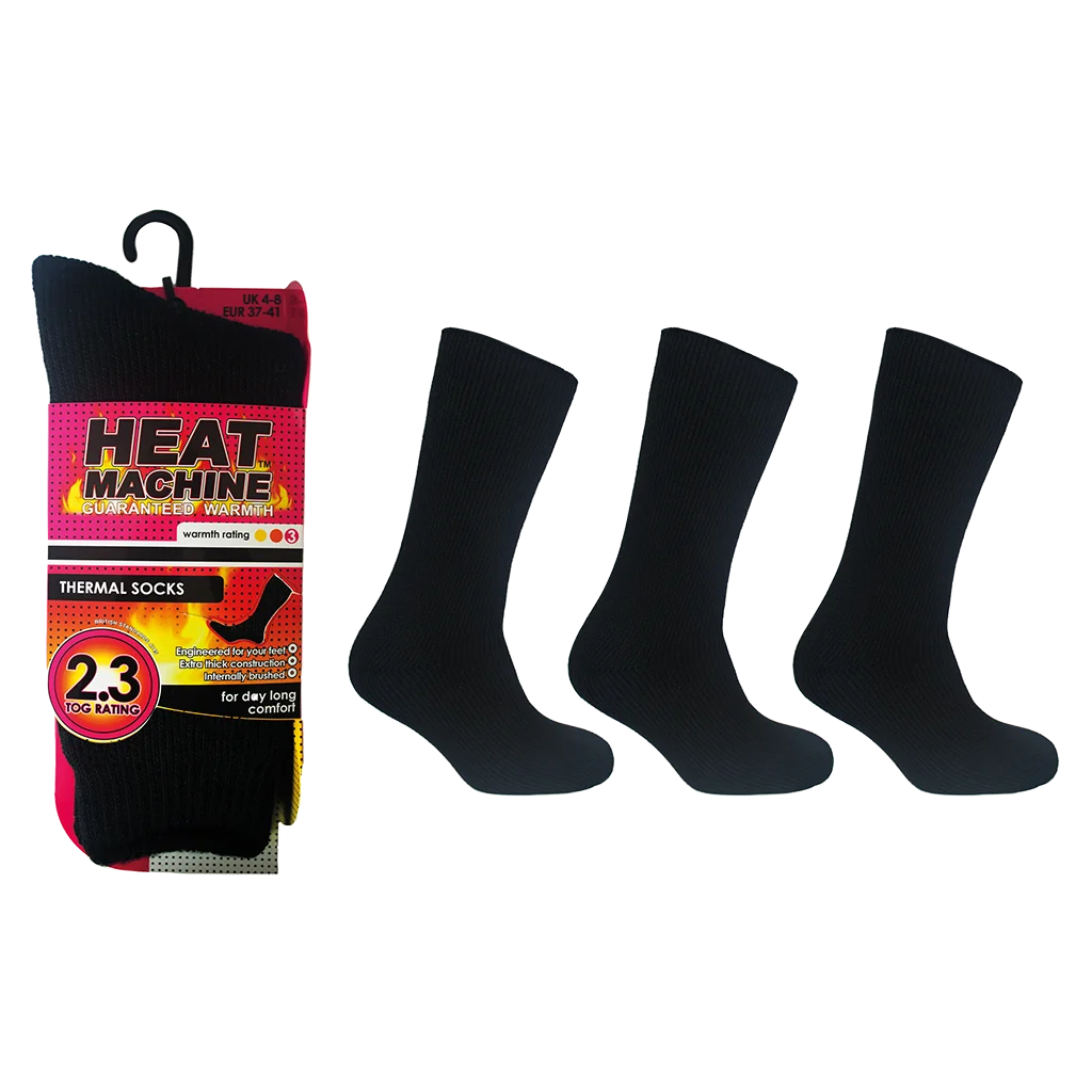 Heat Machine Ladies Tog 2.3 Thermal Socks Size 4-8 - Black - Image 4