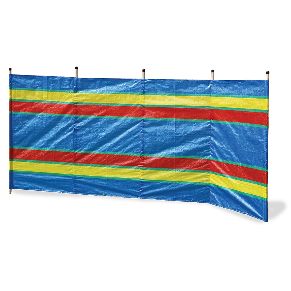 5 Pole Multicoloured Polythene Windbreak - Image 2