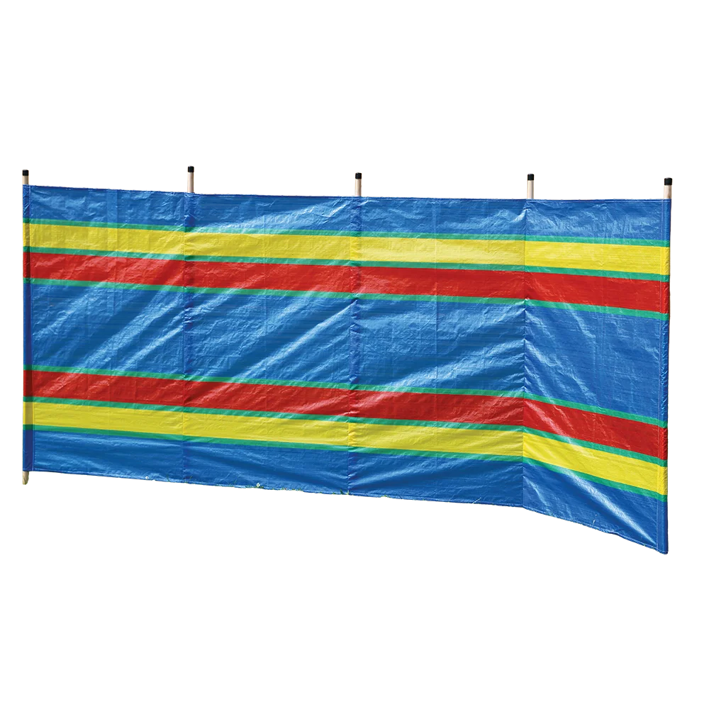 5 Pole Multicoloured Polythene Windbreak - Image 3