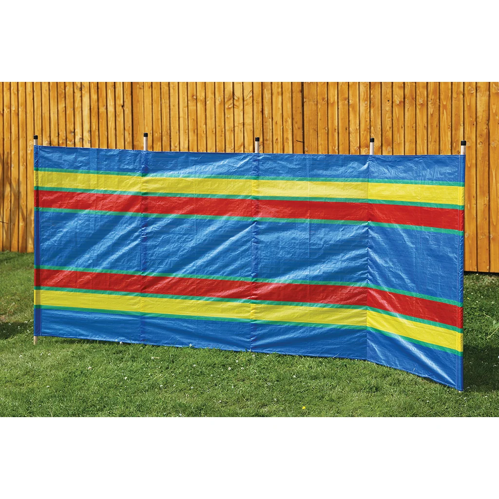 5 Pole Multicoloured Polythene Windbreak - Image 4