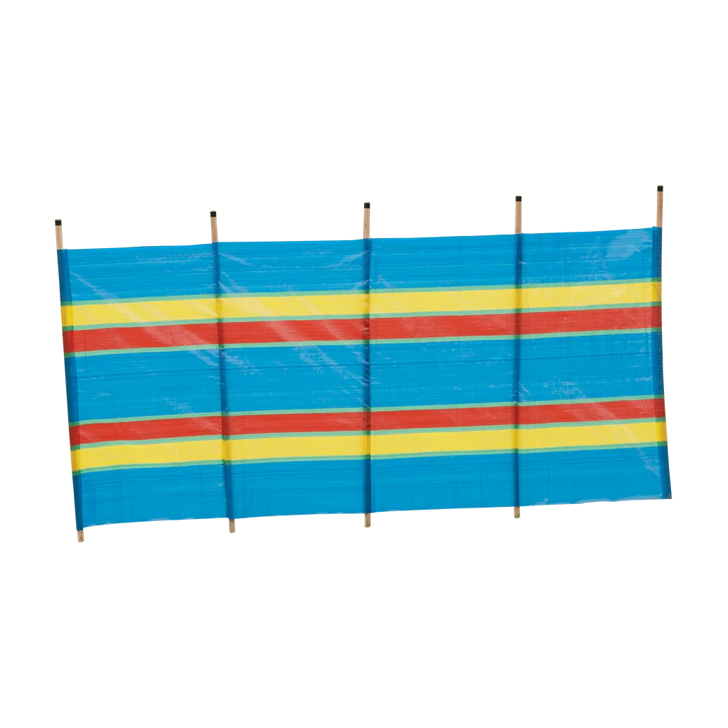 5 Pole Multicoloured Polythene Windbreak - Image 7