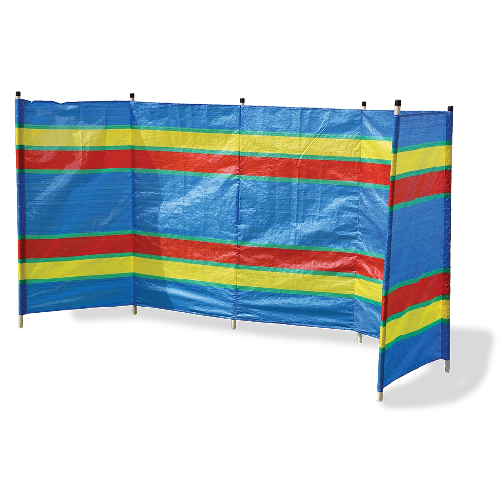 6 Pole Multicoloured Polythene Windbreak - Image 2