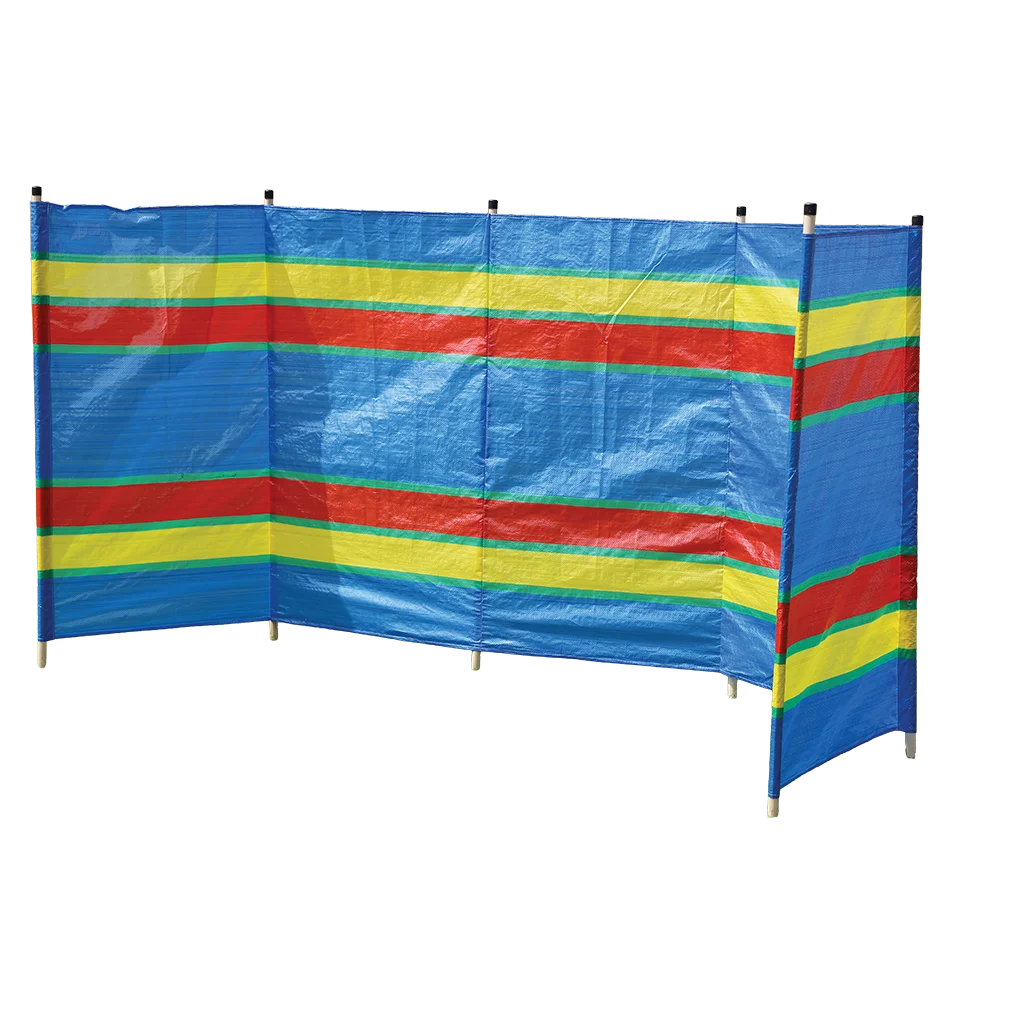 6 Pole Multicoloured Polythene Windbreak - Image 3