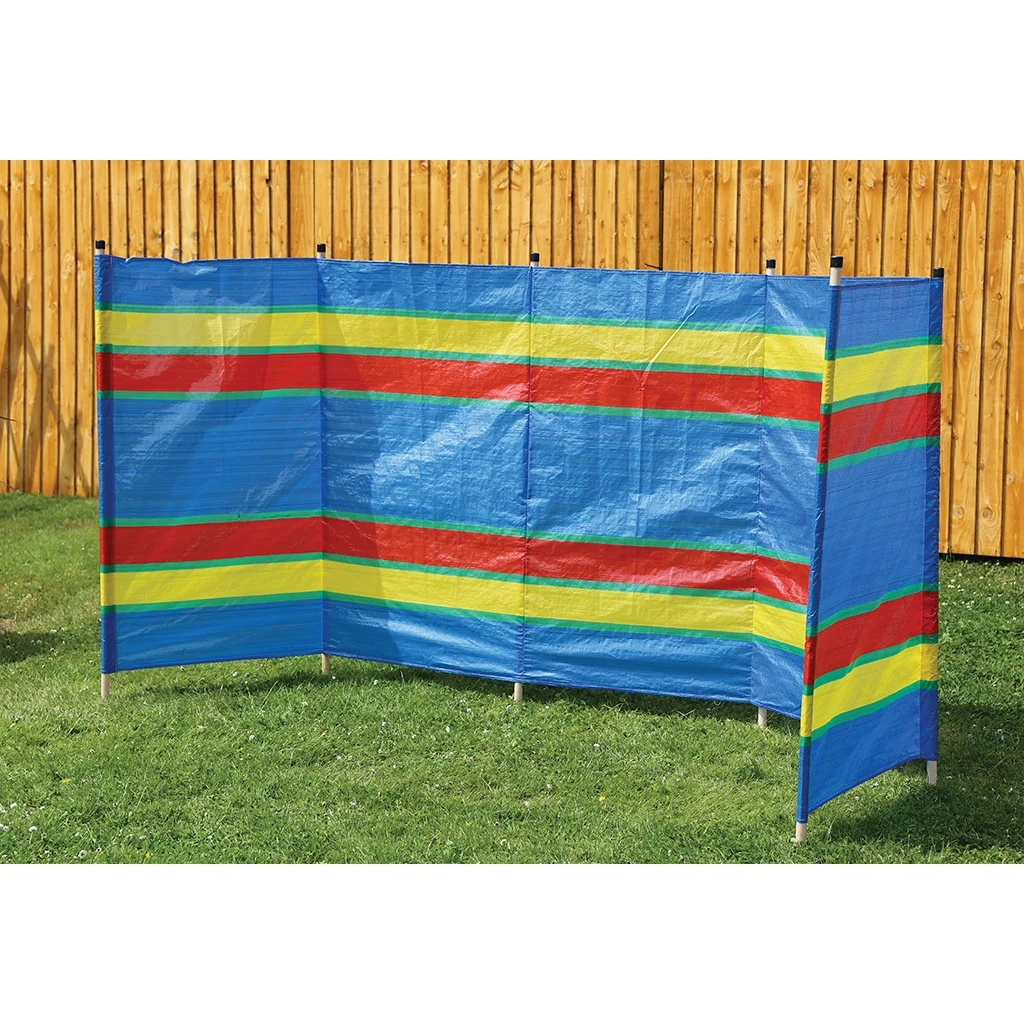 6 Pole Multicoloured Polythene Windbreak - Image 4