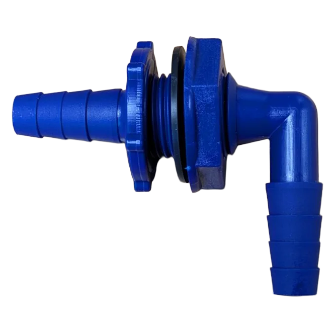 DLS ½" Hose Bulkhead Fitting Elbow - Blue