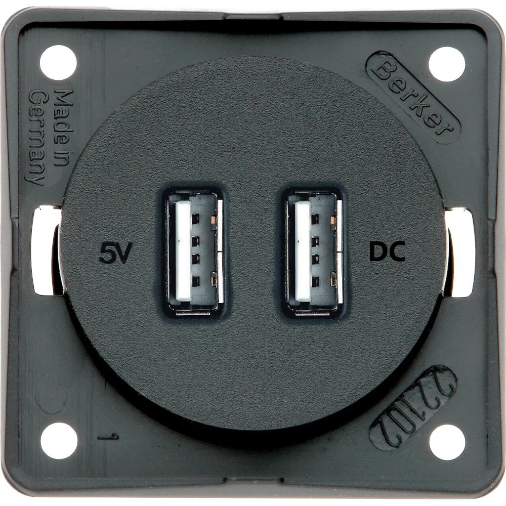 W4 Berker Double USB Charging Point - Anthracite