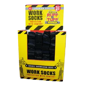 Ruff & Tuff  Men’s Work Socks Size 6-11 Black (1 pack of 3)