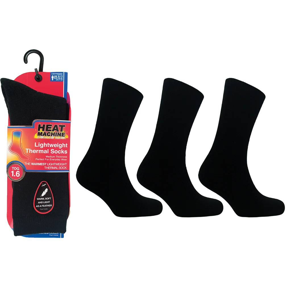 Heat Machine Mens Tog 1.6 Thermal Socks Size 6-11 - Black - Image 4
