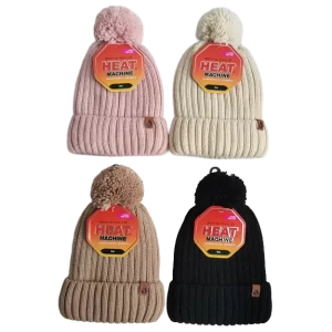 Heat Machine Ladies Rib Sherpa Lined Bobble Hat