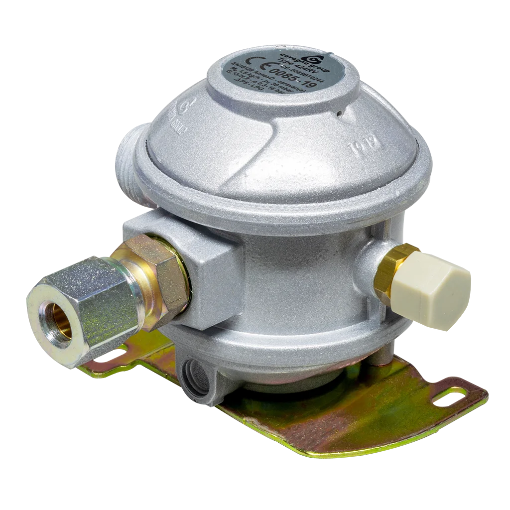 Cavagna 30mbar Gas Regulator with 90° Angled 8mm Outlet