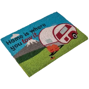 Heavy Duty Coir Home Is Where You Tow It Mat - Caravan