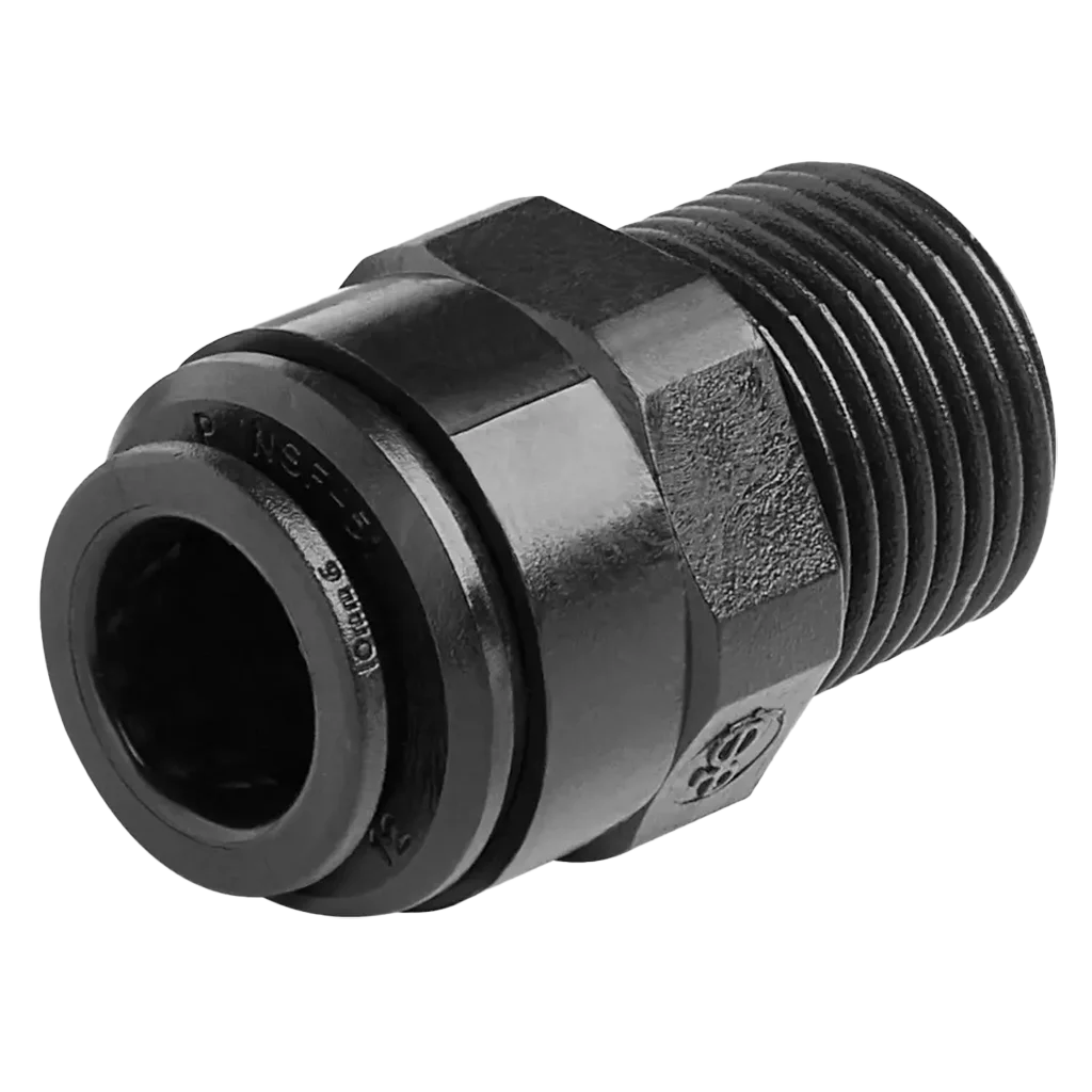 John Guest Black Acetal Straight Adaptor 12mm × 3⁄8″