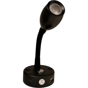 Luxlite 12V Matt Black LED Flexible Reading Light with USB & USB-C