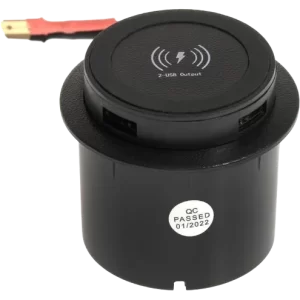 Black Mini Pop-Up Wireless Charger with Dual USB Ports