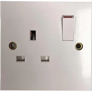 Square Edged Single Switched Socket White