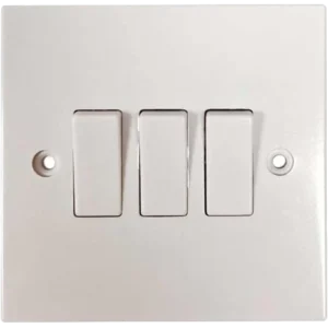 Square Edged 3 Gang 2 Way Switch White