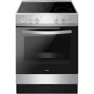 Amica 60 cm Electric Ceramic Cooker - Black & Stainless Steel