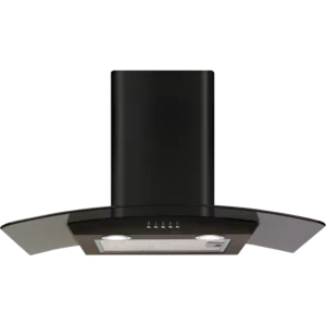 CDA 70cm Curved Glass Chimney Cooker Hood - Black