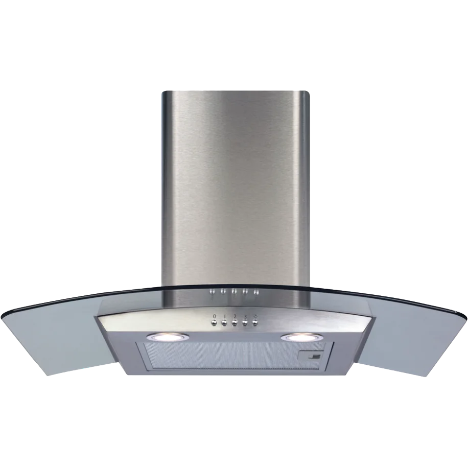 CDA 70cm Curved Glass Chimney Cooker Hood - Stainless Steel