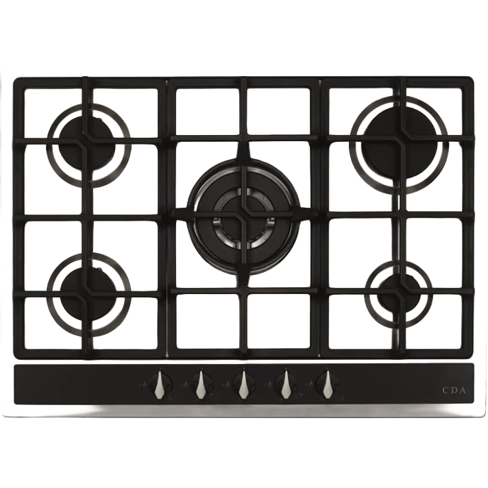 CDA 70cm 5 Burner Gas Hob with Wok Burner - Stainless Steel