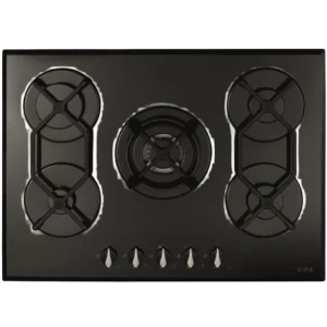 CDA 70cm 5 Burner Gas Hob - Black Glass