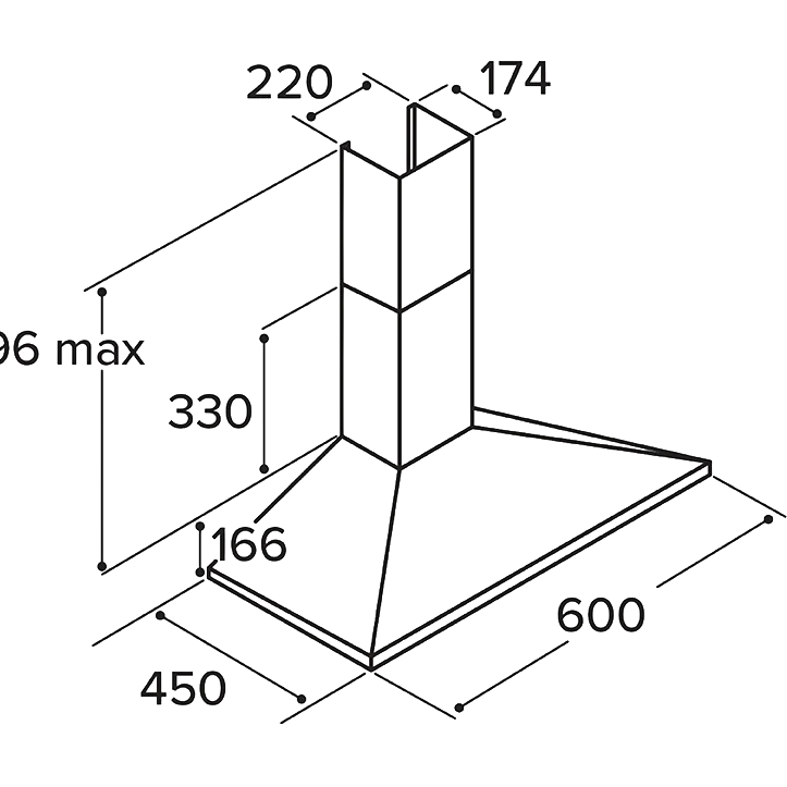 Matrix 60cm Stainless Steel Chimney Extractor - Image 2