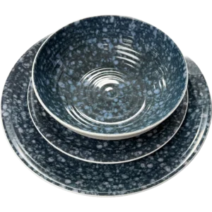 Quest Elite rPET 12 Piece Dinner Set - Stone Effect Blue