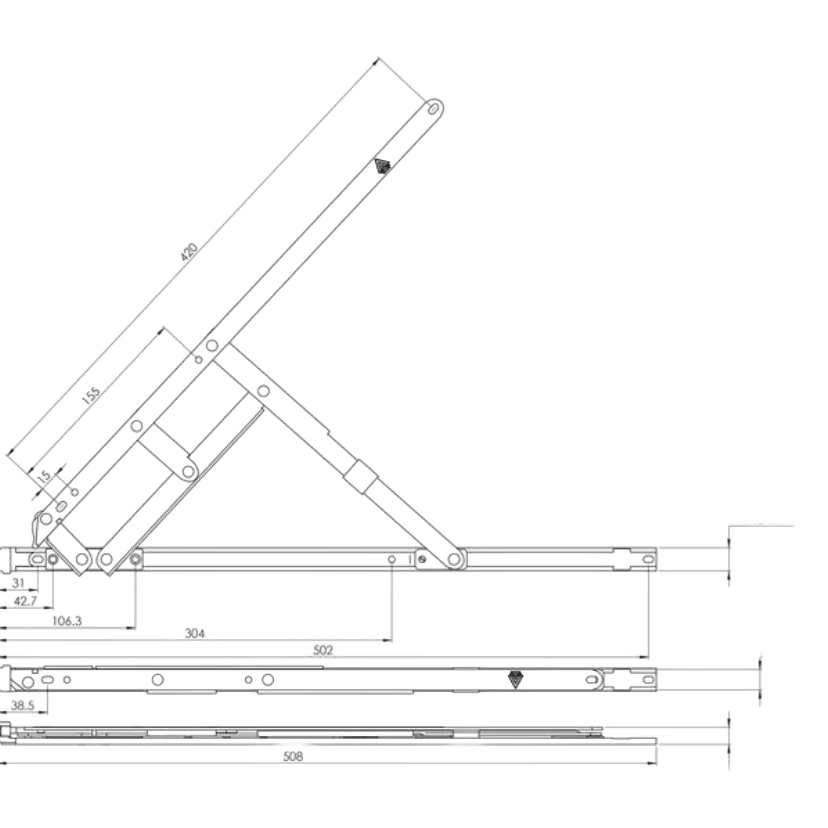 20" Side Hung Heavy Duty Friction Stay 13mm Stack Height - Image 2