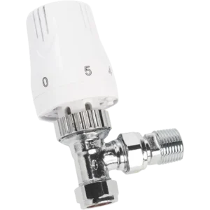 Eco Angle Thermostatic Valve & TRV Head – White